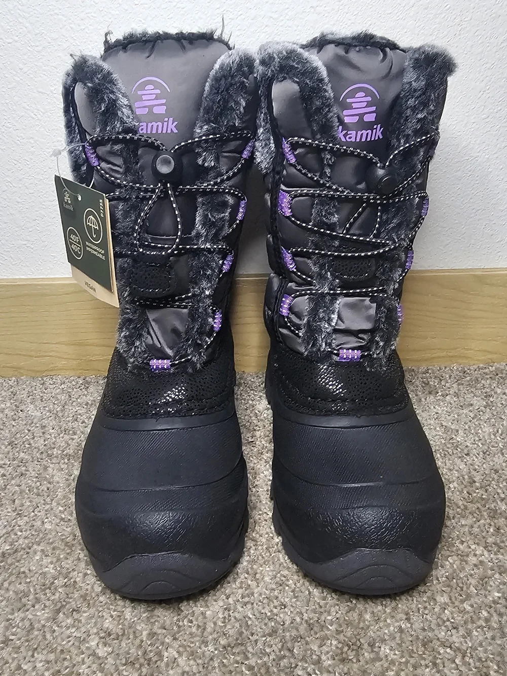 Kamik Black & Gray Waterproof Winter Boots